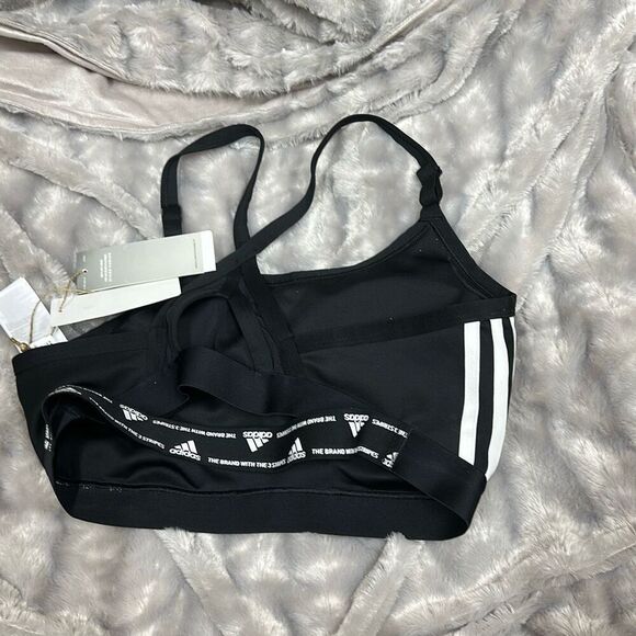 Adidas Womens Light Support 3 Stripe Sports Bra Size 1X Color Black/White - Picture 3 of 3
